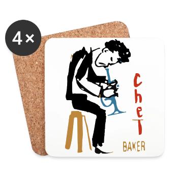 Chet Baker trompette - Dessous de verre (lot de 4) - blanc - Devant