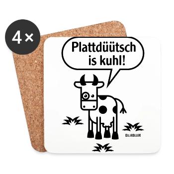 Plattdüütsch Is Kuhl! (Plattdeutsch) - Untersetzer (4er-Set) - Weiß - Vorne
