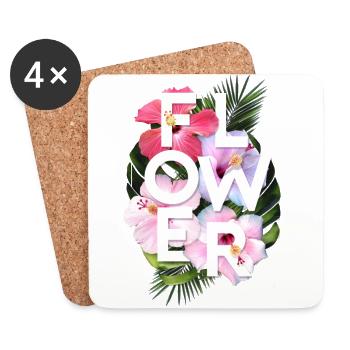 AD Flower - Dessous de verre (lot de 4) - blanc - Devant