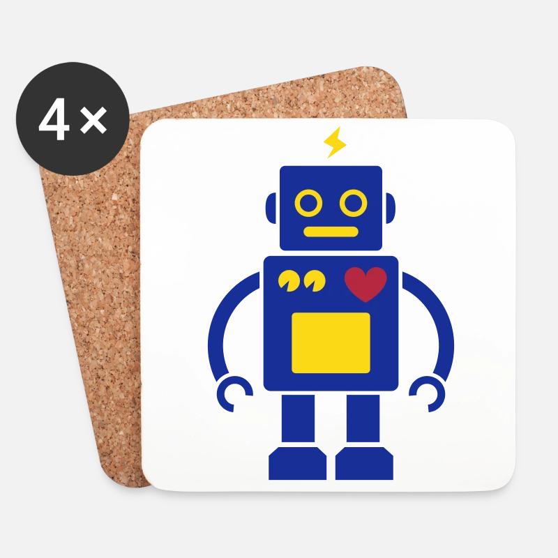 Roboter / Robot #2_3c - Untersetzer (4er-Set) - Weiß