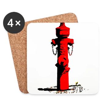 Red Fire Hydrant (DDP) - Coasters (set of 4) - white - Front