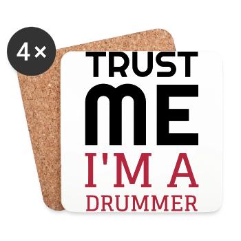 Batterie Batteur Musique Musicien Concert - Dessous de verre (lot de 4) - blanc - Devant