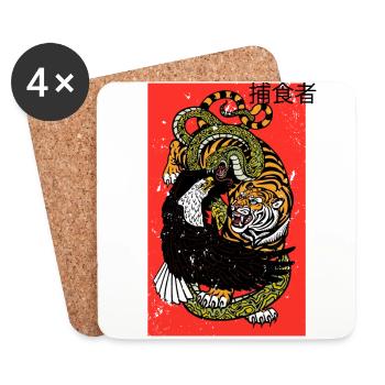 Aigle serpent tigre - Dessous de verre (lot de 4) - blanc - Devant