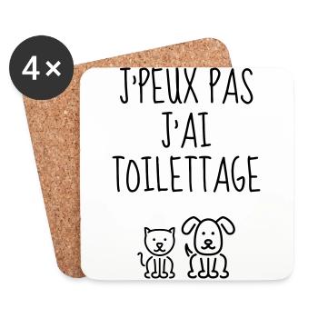 toilettage / toiletteur / Travail / Métier - Dessous de verre (lot de 4) - blanc - Devant