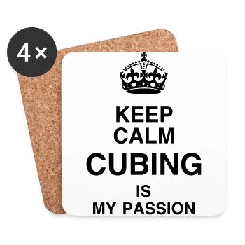 Cubing / Cube / Cuber / Speedcubing - Dessous de verre (lot de 4) - blanc - Devant