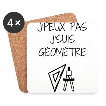 géomètre / topographe / topographie / geometre - Dessous de verre (lot de 4) - blanc - Devant