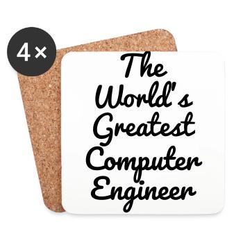 informatique / informaticien / ordinateur / geek - Dessous de verre (lot de 4) - blanc - Devant