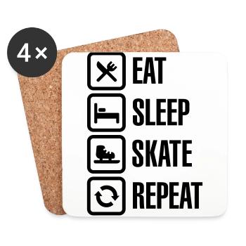Eat sleep speed ice skate repeat - Coasters (set of 4) - white - Front