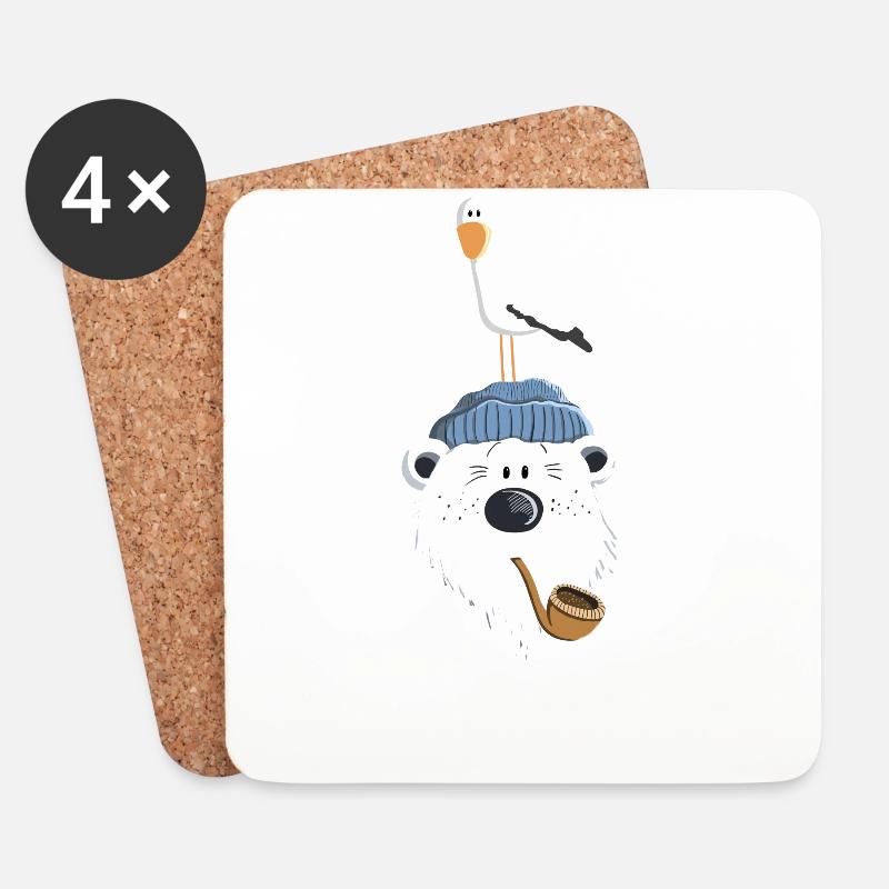 Süßer Seebär - Untersetzer (4er-Set) - Weiß