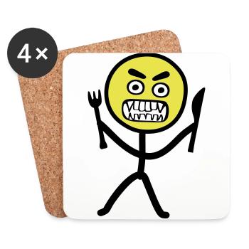 Hangry emoji stickfigure - Coasters (set of 4) - white - Front