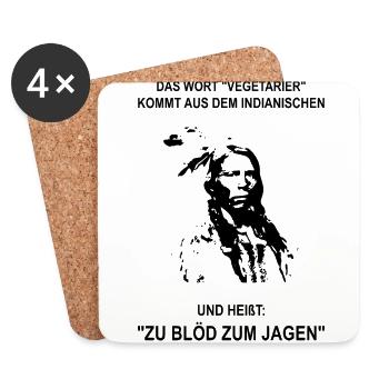 Das Wort Vegetarier Kommt Aus Dem Indianischen - Untersetzer (4er-Set) - Weiß - Vorne