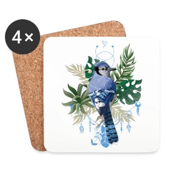 Tropical Bird Summer Gift Energy Flower Type - Coasters (set of 4) - white - Front