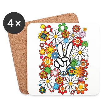 Le pouvoir des fleurs et la paix II - Dessous de verre (lot de 4) - blanc - Devant