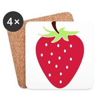 strawberry - Coasters (set of 4) - white - Front