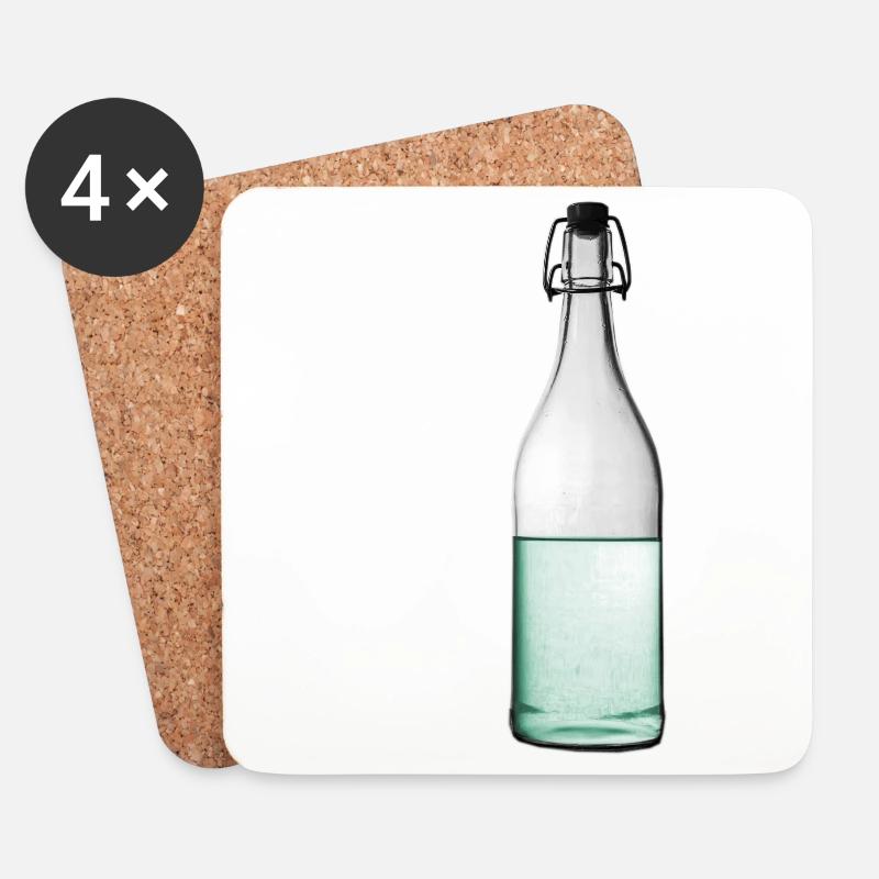 Wasserflasche Flasche Korken - Untersetzer (4er-Set) - Weiß