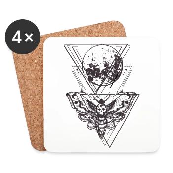 Moth Moon Skull Tattoo -Graphic Shirt - Coasters (set of 4) - white - Front