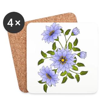 fleurs - Dessous de verre (lot de 4) - blanc - Devant