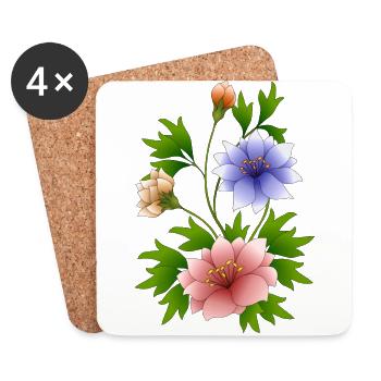Blumen - Untersetzer (4er-Set) - Weiß - Vorne