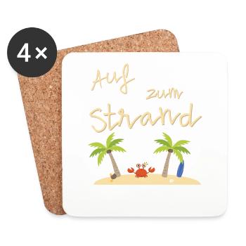 Auf zum Strand - Untersetzer (4er-Set) - Weiß - Vorne