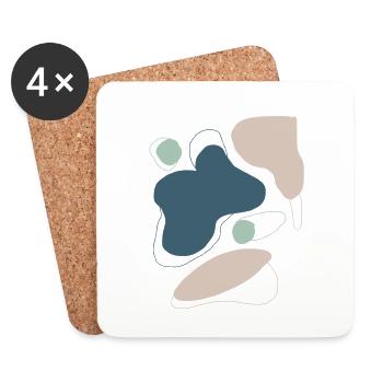 abstrakt blau beige Muster Formen - Untersetzer (4er-Set) - Weiß - Vorne