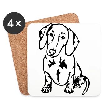 Dachshund - Coasters (set of 4) - white - Front