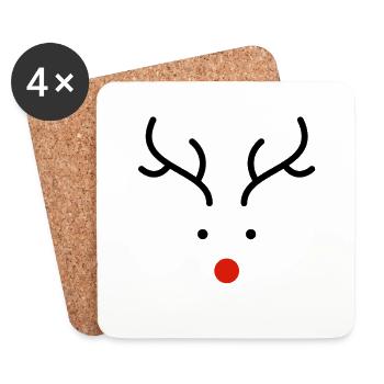 Renne de Noël - Dessous de verre (lot de 4) - blanc - Devant