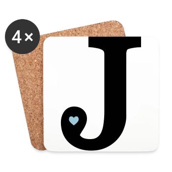 Letter J initial - Coasters (set of 4) - white - Front