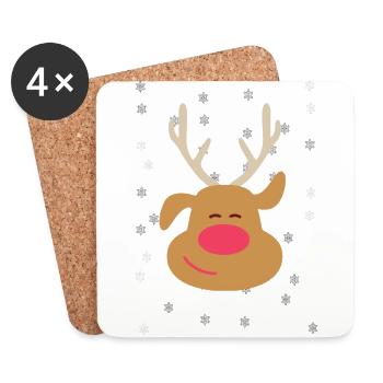 Christmas Rudolf Christmas Rudolph red nose xmas - Coasters (set of 4) - white - Front