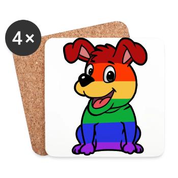 Cute LGBT dog rainbow flag gay gay - Coasters (set of 4) - white - Front