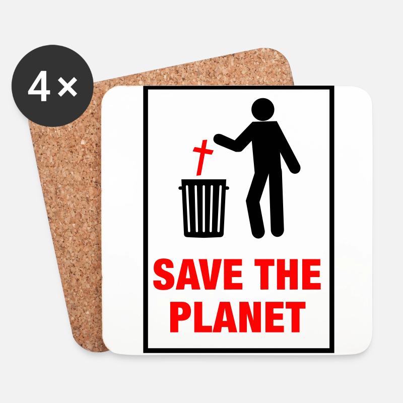 Save the planet from Church - Untersetzer (4er-Set) - Weiß