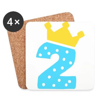2 Couronne 2 anniversaire 2 ans - Dessous de verre (lot de 4) - blanc - Devant