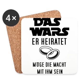 das wars - er heiratet - Untersetzer (4er-Set) - Weiß - Vorne