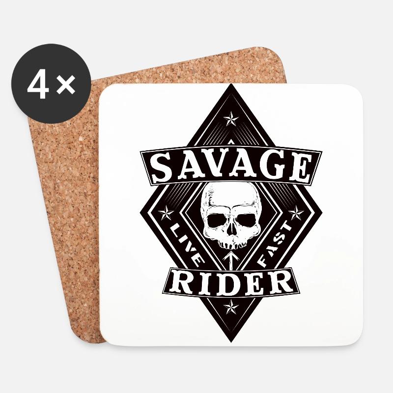 Savage Rider - Untersetzer (4er-Set) - Weiß