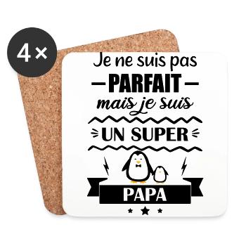 Pas parfait mais super papa - Dessous de verre (lot de 4) - blanc - Devant