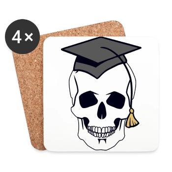 Skull Skull Creepy Student Uni Halloween - Coasters (set of 4) - white - Front