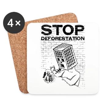 Stoppt Abholzung - Stop Deforestation - Untersetzer (4er-Set) - Weiß - Vorne