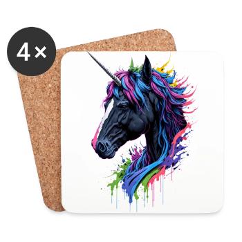 Licorne Rainbow Splash - Dessous de verre (lot de 4) - blanc - Devant