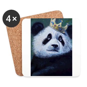 Panda with Crown Oil Painting - Coasters (set of 4) - white - Front