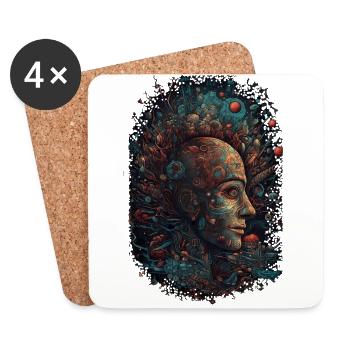 Trippy Explosion - Psychedelic Motif - Coasters (set of 4) - white - Front