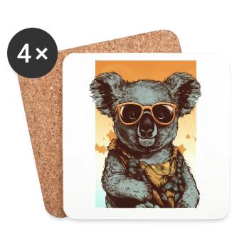 Cool koala with sunglasses and Hawaiian shirt - Coasters (set of 4) - white - Front