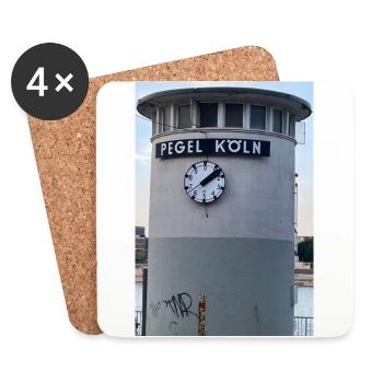 Pegel(turm-Uhr) Köln - Untersetzer (4er-Set) - Weiß - Vorne