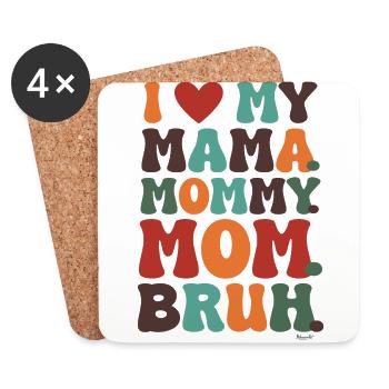 Vintage-Retro-Design „I Love My Mom“ – trendig - Untersetzer (4er-Set) - Weiß - Vorne