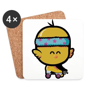 Roller Disco Poussin - Dessous de verre (lot de 4) - blanc - Devant