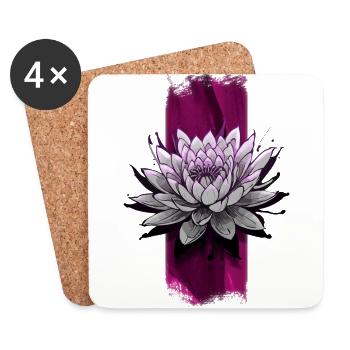 Blushing Bloom: Pink Lotus Flower - Coasters (set of 4) - white - Front