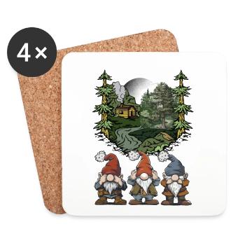 Waldbewohner Märchenfigur Fantasy Zwerge Märchen - Untersetzer (4er-Set) - Weiß - Vorne