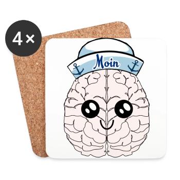 Brain maritime sailor sailor sailor brain - Coasters (set of 4) - white - Front