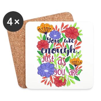 You are enough, just as you are - Untersetzer (4er-Set) - Weiß - Vorne