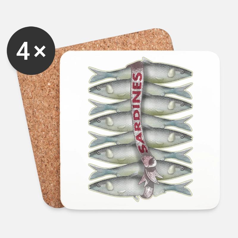 Sardinen in einem Fischgeschäft - Untersetzer (4er-Set) - Weiß