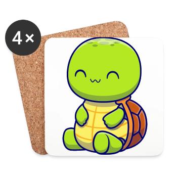 Happy Turtle just enjoying life - Coasters (set of 4) - white - Front