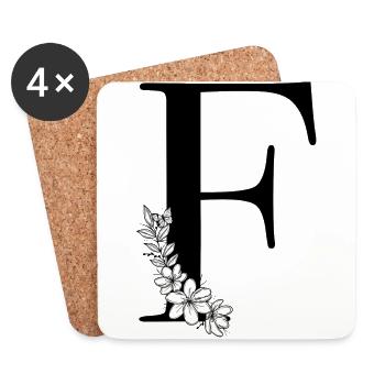 Buchstabe F - Untersetzer (4er-Set) - Weiß - Vorne